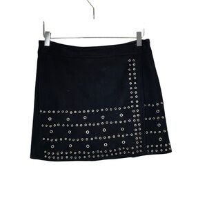 Buffalo David Bitton Black Faux Suede Mini Skirt w/Grommet Detail Size M